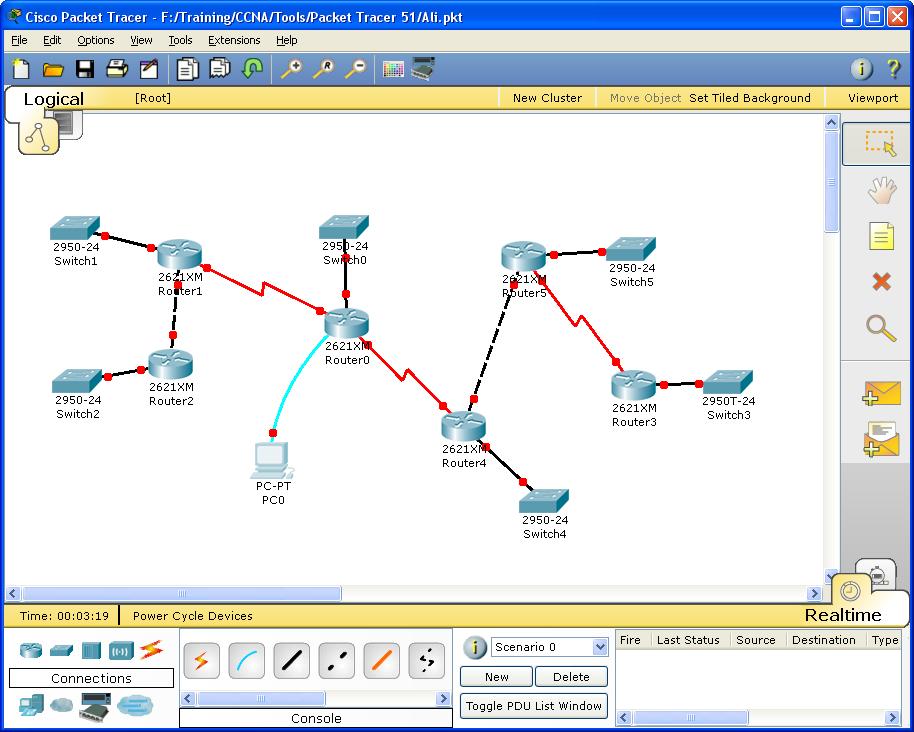 برنامج Packet Tracer وتنفيذ شبكة تعمل على OSPF